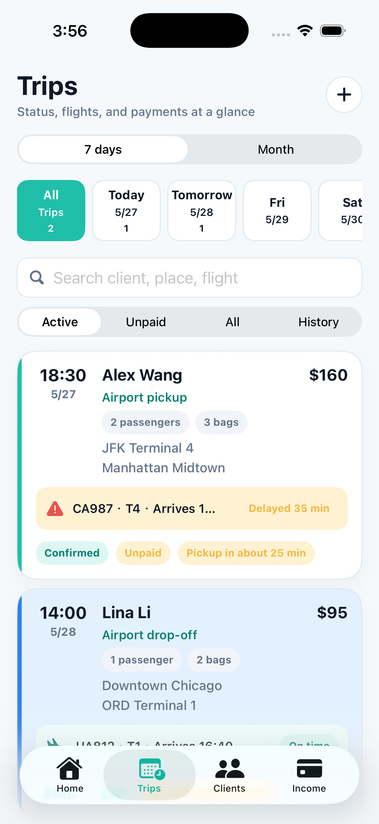 RideKip bookings screen